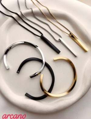 Stainless Steel Bar Chain - Titanium Bracelet