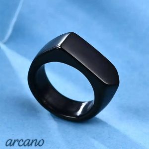 Smooth Polished Silver Titanium Ring